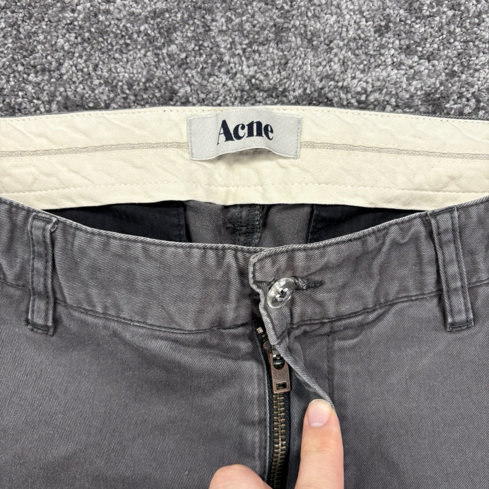 Acne Studios Chino Pants Men's EU 54 US 34x30 Gray Twill Straight Leg - Picture 9 of 12